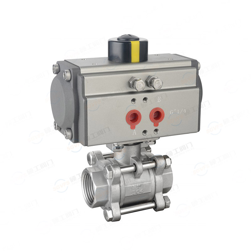 气动三片式丝扣球阀