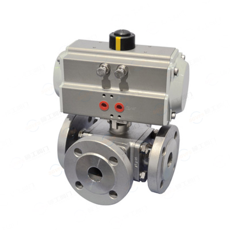 气动三通法兰球阀